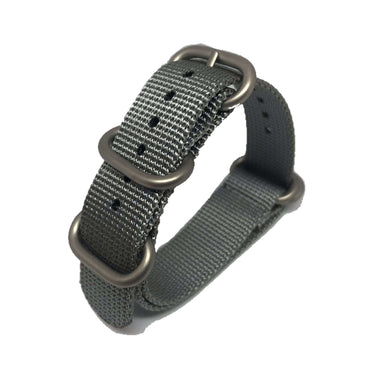 Zulu Military Style Strap - Silver Grey - Silver Buckle